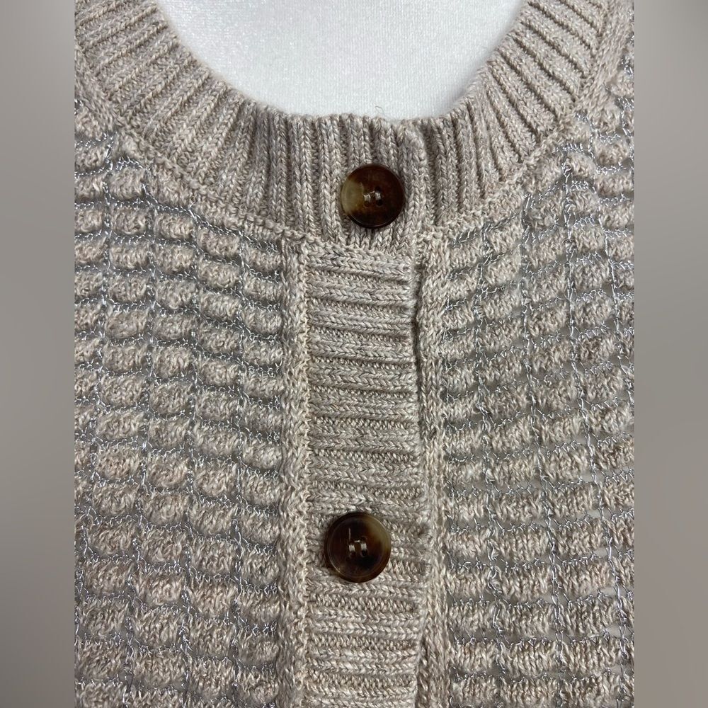 Lafayette 148 New York Textured Stitch Crewneck Linen Silk Blend Cardigan XL - Picture 9 of 12
